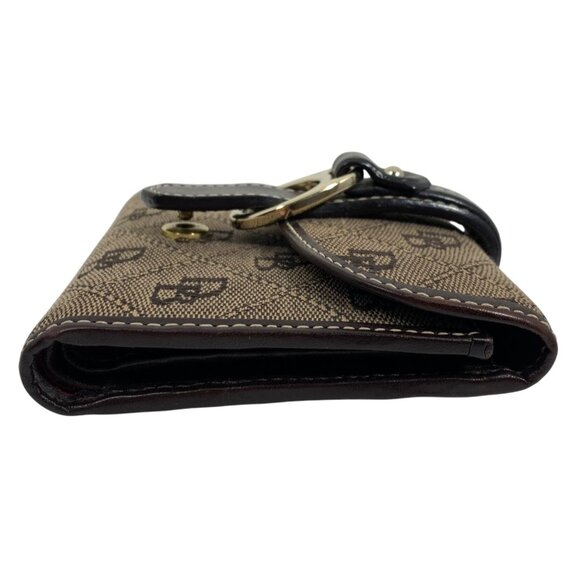 Dooney Bourke Signature Compact Wallet Trifold Brown/Tan Jacquard Leather Trim - Picture 6 of 11